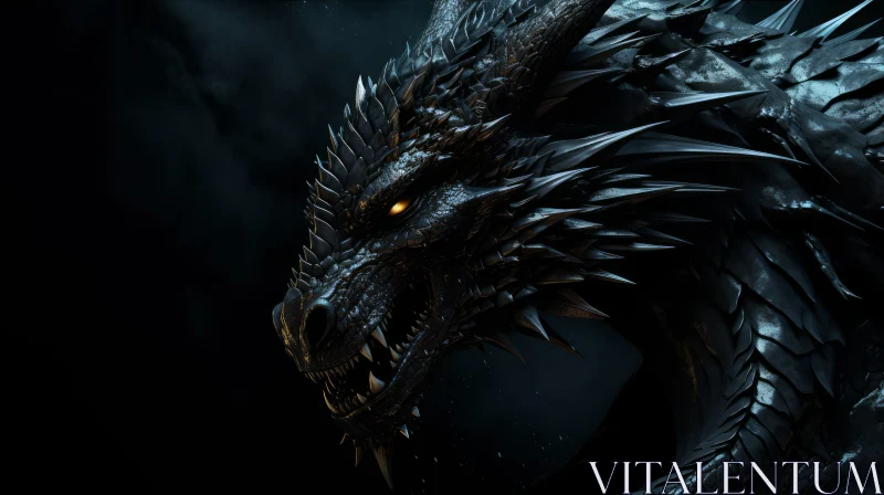Black Dragon Digital Painting - Fantasy Artwork AI Image