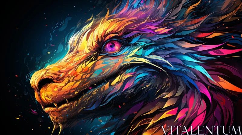 Colorful Dragon Head - Digital Art Masterpiece AI Image