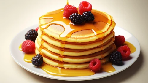 Delicious Pancakes with Berries and Syrup