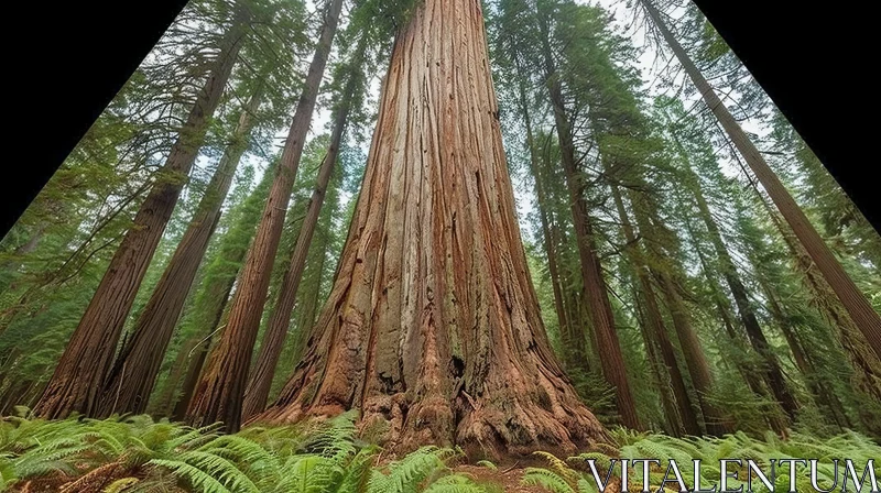 Majestic Giant Sequoia Tree in Lush Forest AI Image