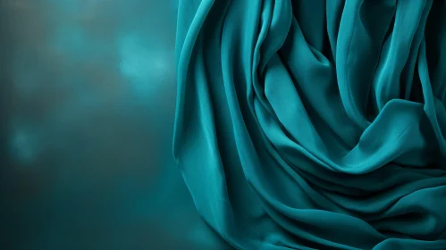 Teal Blue Silk Fabric Texture Close-Up
