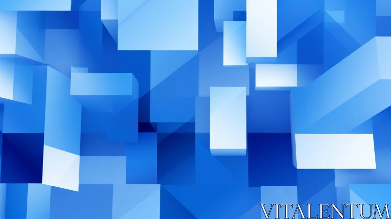 Blue and White Geometric 3D Pattern Art AI Image