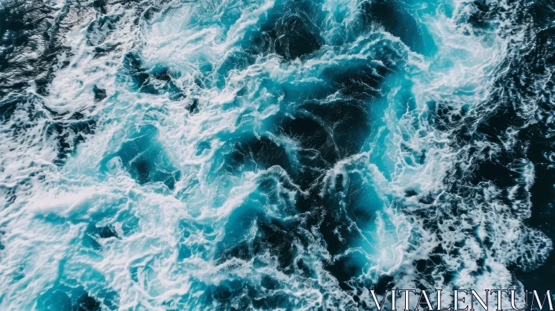 Blue and White Waves - Top View Sea Surface AI Image