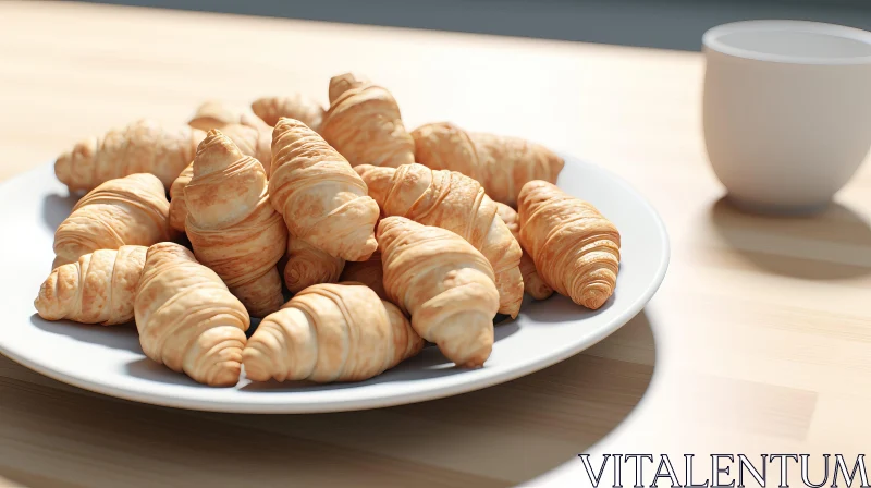 Delicious Croissants on Wooden Table | Food Photography AI Image
