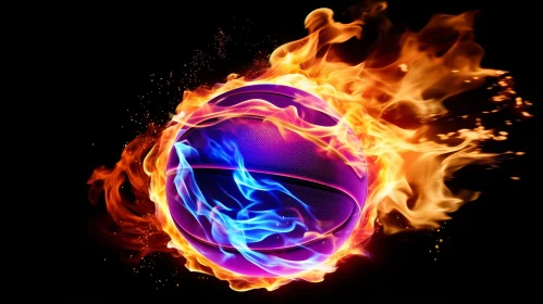 Inferno Basketball - Fiery Purple and Blue Flames