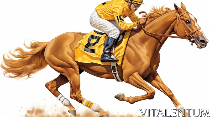 AI ART Jockey Riding Thoroughbred Racehorse Vector Illustration