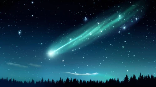 Stunning Night Sky Comet with Stars