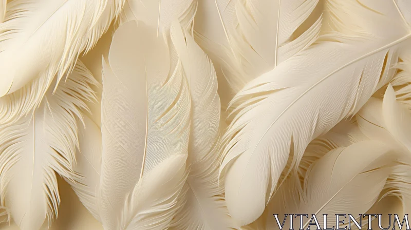 White Feathers Floating on Pale Yellow Background AI Image