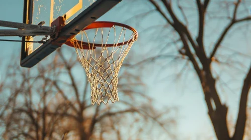 Basketball Hoop with Net and Glass Backboard