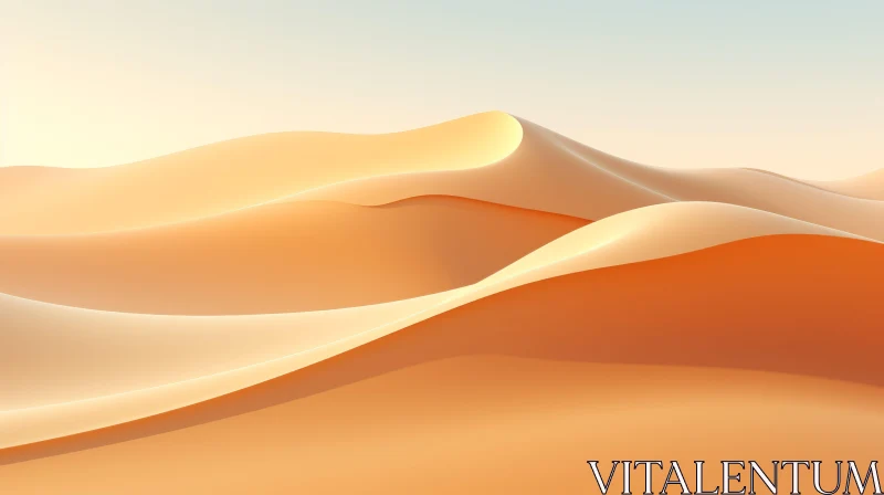 Golden Sand Dunes in Serene Desert Landscape AI Image