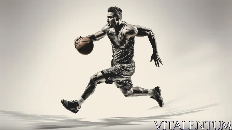 Intense Basketball Player in Motion AI Image