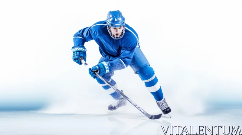 Intense Ice Hockey Player Action on Rink AI Image