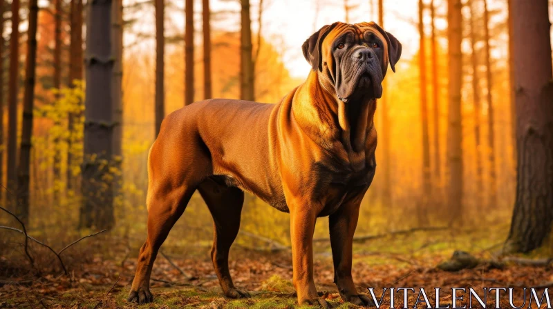 Majestic Boerboel Dog in Forest AI Image