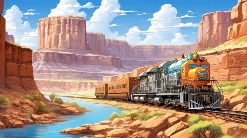 Scenic Train Journey Through Majestic Canyon