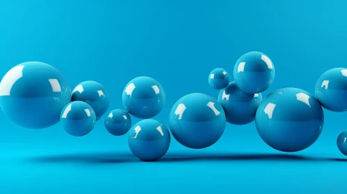 Blue Glossy Spheres Cluster 3D Illustration