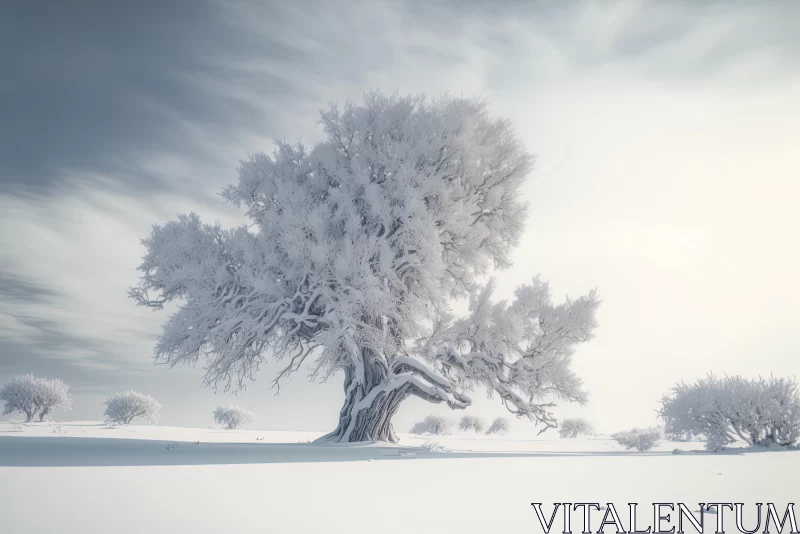 Enchanting Winter Landscape with White Trees | Dreamy Atmosphere AI Image
