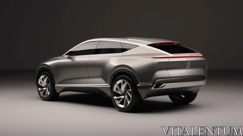 Futuristic Concept Vehicle in Silver and Gray with Dark Beige and Red Accents AI Image