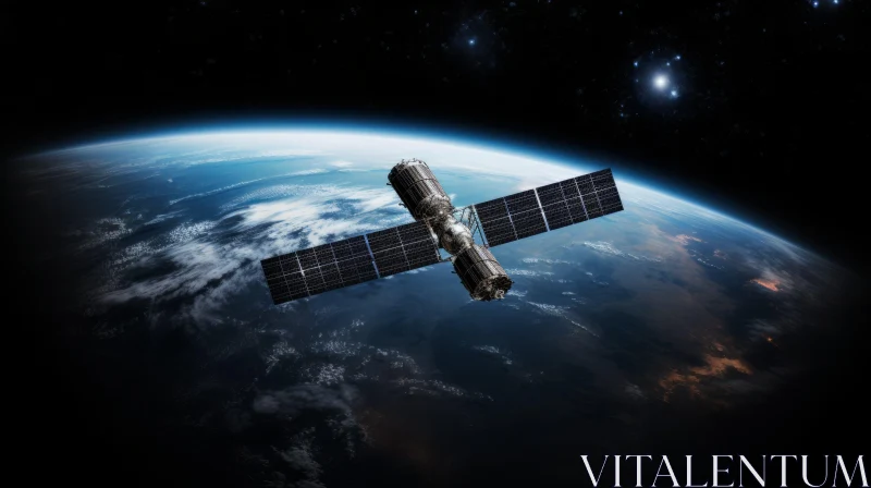 Satellite Orbiting Earth: A Symbol of Technological Advancement AI Image