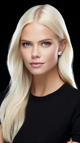 Serious Blonde Woman Portrait with Diamond Earrings