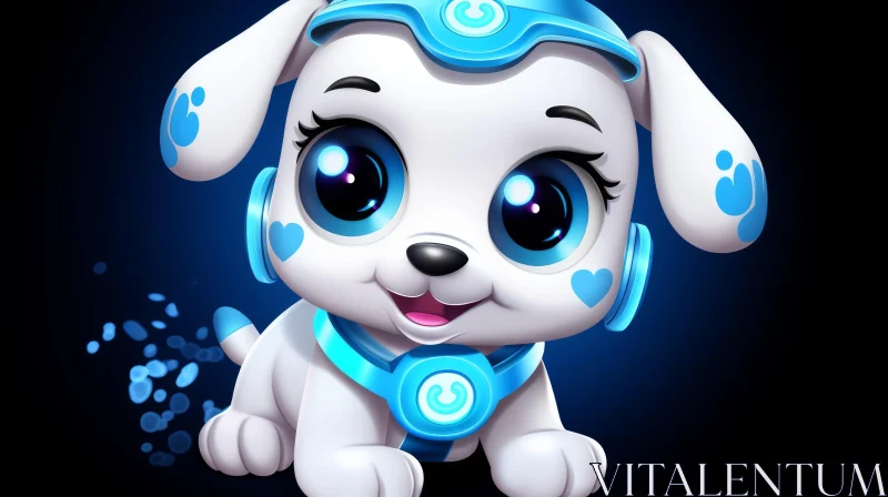 Adorable Cartoon Puppy Illustration AI Image
