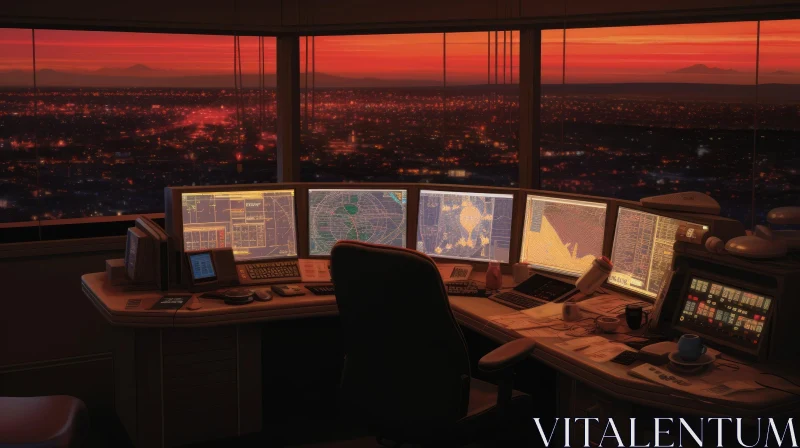 Air Traffic Control Tower Illustration AI Image