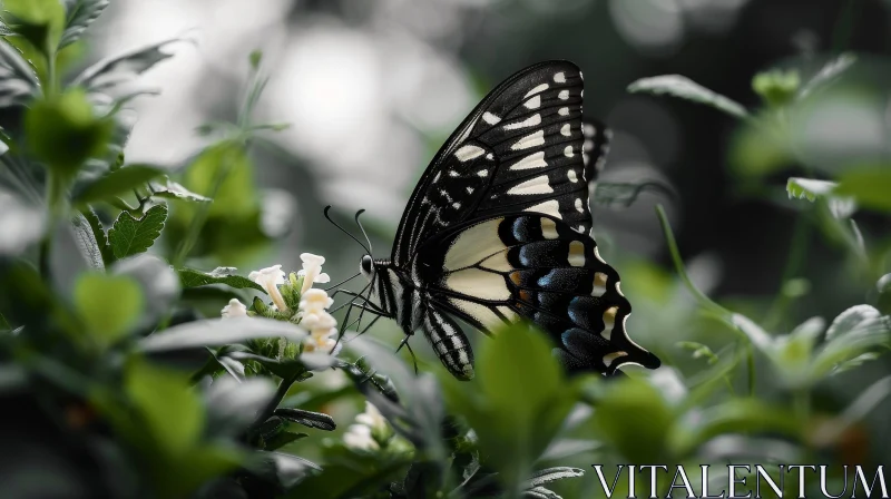 AI ART Beautiful Butterfly on White Flower