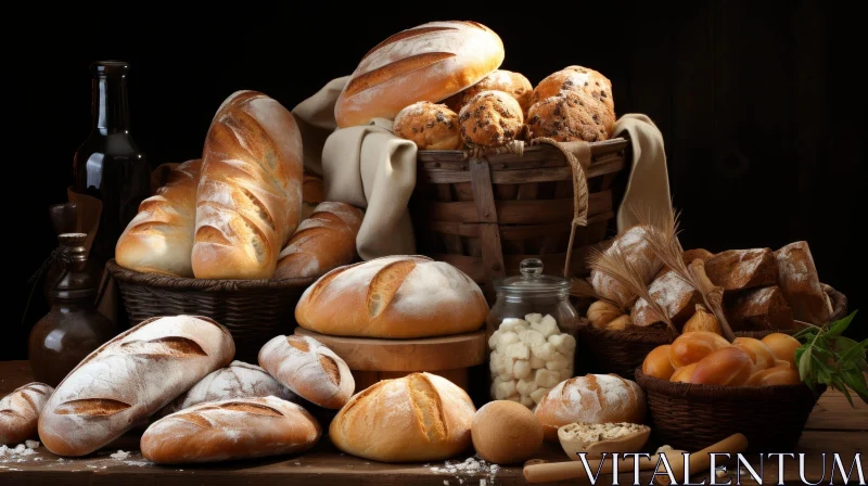 Delicious Bread and Rolls Still Life AI Image