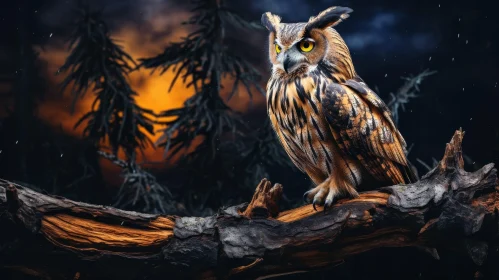 Enchanting Owl in Night Forest - Moonlight Scene