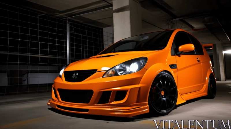 Orange Car in Garage | Luminous Quality | Bunnycore AI Image