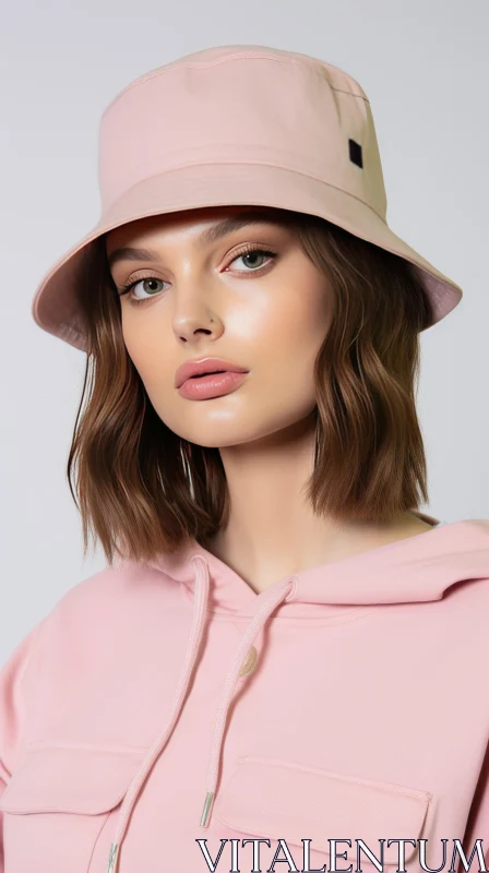 Pink Fashion Woman - Studio Portrait AI Image
