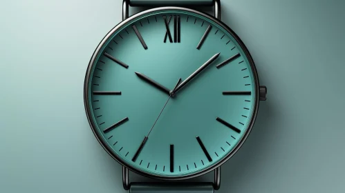 Stylish Black Dial Wristwatch on Green Background