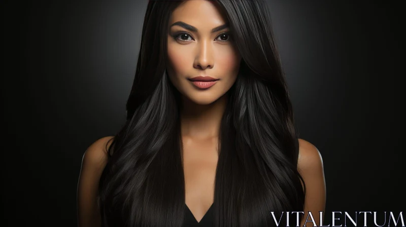 AI ART Asian Woman Portrait with Black Hair and Elegant Makeup