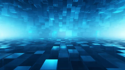 Blue Futuristic Cubes Background - 3D Rendering