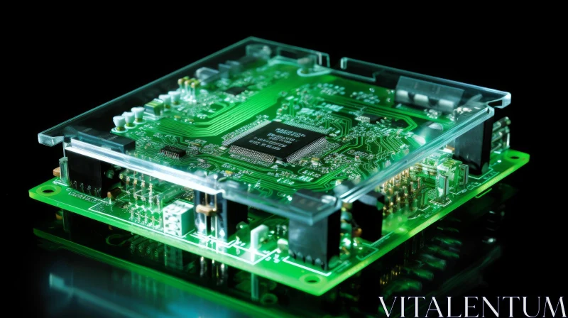 Detailed Close-Up of Green Circuit Board | Electronic Components AI Image