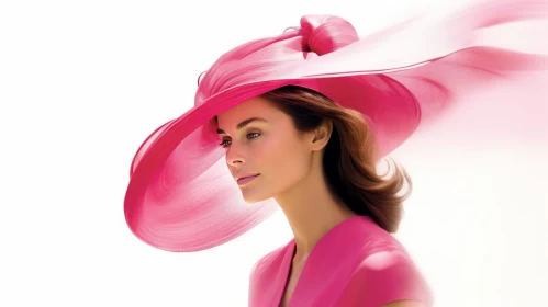 Fashionable Woman in Pink Hat Portrait