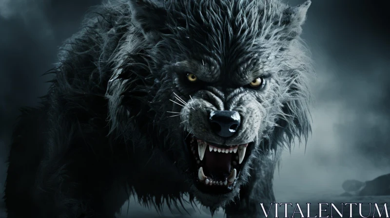 AI ART Menacing Werewolf Close-Up: Horror and Suspense