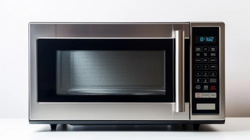 Modern Stainless Steel Microwave Oven with Control Panel