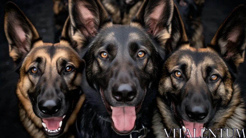 Three German Shepherd Dogs - Playful Pose AI Image