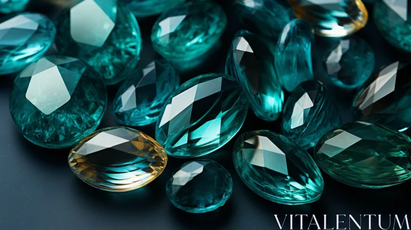 AI ART Azure Gemstones Close-Up | Sparkling Blue-Green Gems