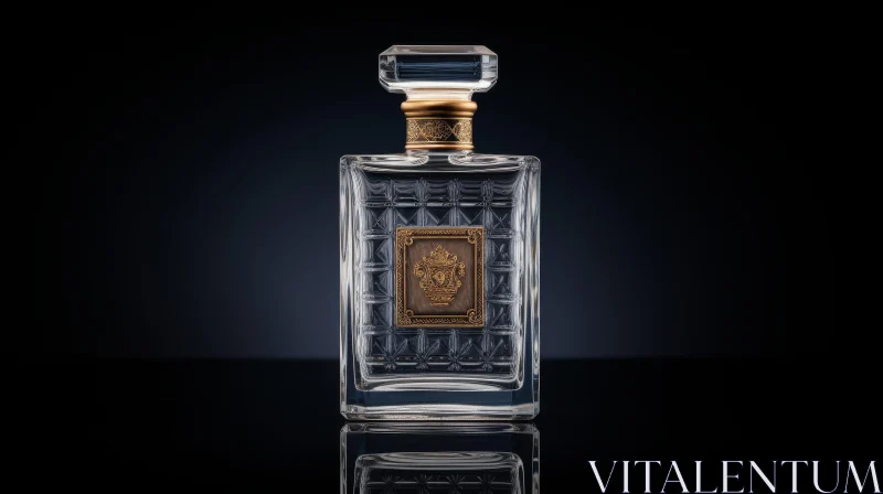 AI ART Elegant Glass Perfume Bottle with Gold Cap and Lion Head Design