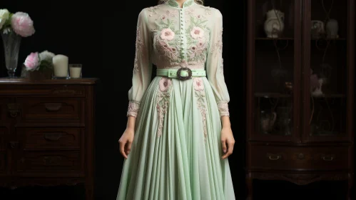 Elegant Mint Green Evening Gown - Fashion Portrait
