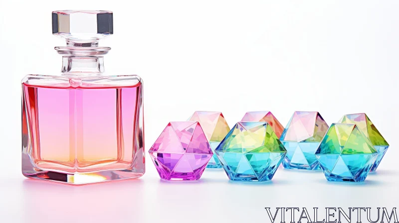 AI ART Glass Perfume Bottle with Colorful Gems