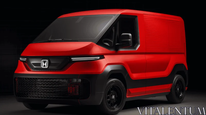 Red Honda Van: A Captivating Display of Industrial Design AI Image