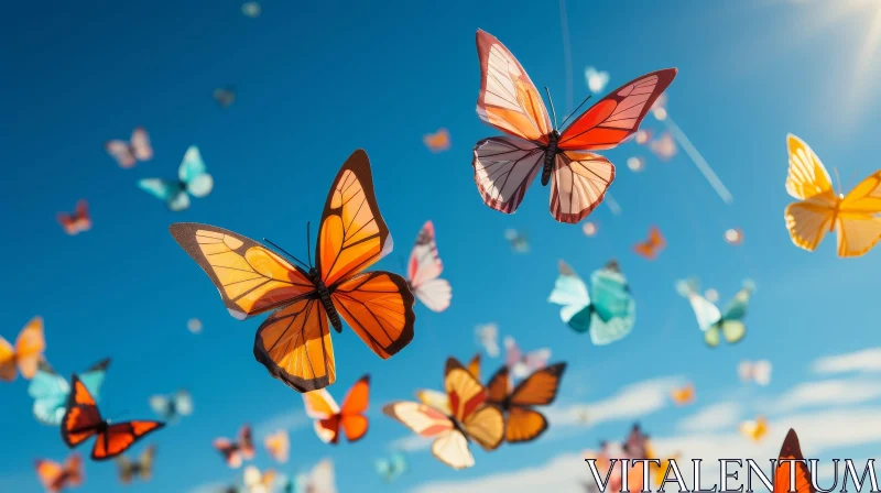 Colorful Butterflies in the Sky AI Image