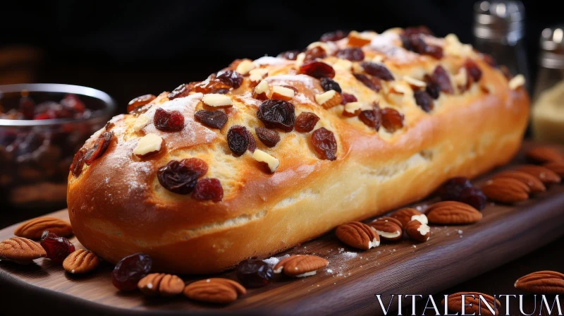 AI ART Golden-Brown Pastry with Raisins and Almonds