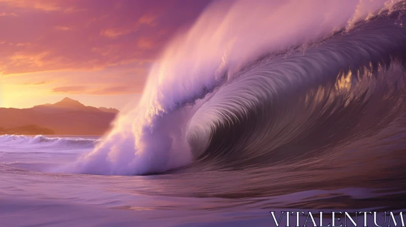Majestic Wave at Sunset AI Image