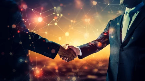 Modern Business Connection: Handshake in Cityscape