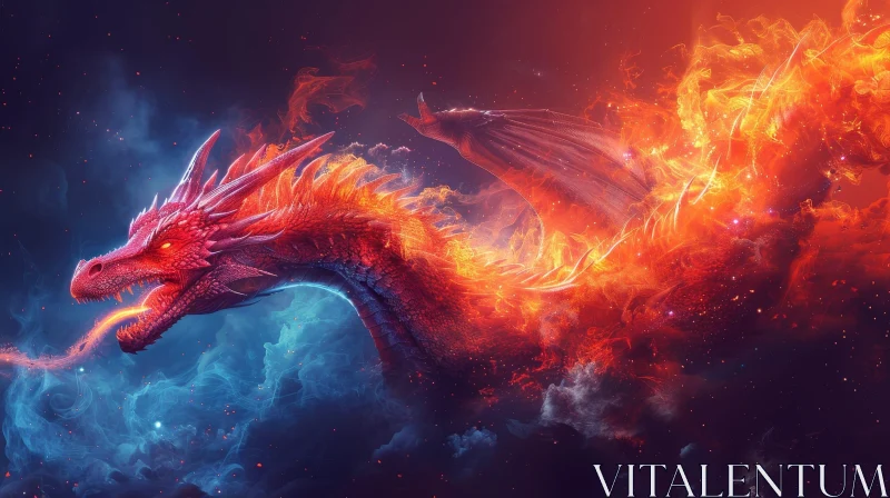 Red Dragon Fantasy Art AI Image