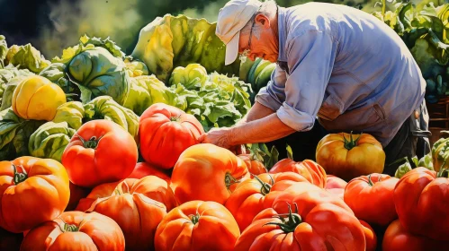 Ripe Tomatoes Harvesting in a Field - Agricultural Photography