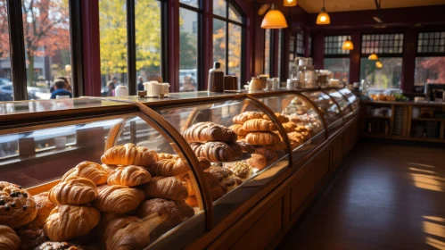 Cozy Bakery with Croissants and Coffee